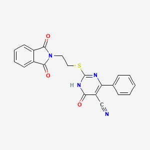 molecular formula C21H14N4O3S B6072769 2-{[2-(1,3-dioxo-1,3-dihydro-2H-isoindol-2-yl)ethyl]thio}-6-oxo-4-phenyl-1,6-dihydro-5-pyrimidinecarbonitrile 