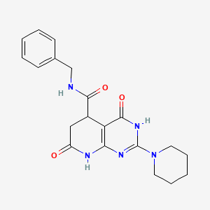 molecular formula C20H23N5O3 B6072782 N-benzyl-4,7-dioxo-2-(1-piperidinyl)-3,4,5,6,7,8-hexahydropyrido[2,3-d]pyrimidine-5-carboxamide 