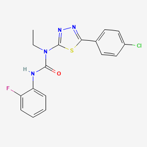 molecular formula C17H14ClFN4OS B6072834 1-[5-(4-Chlorophenyl)-1,3,4-thiadiazol-2-yl]-1-ethyl-3-(2-fluorophenyl)urea 