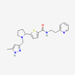 molecular formula C21H25N5OS B6072865 5-{1-[(3-methyl-1H-pyrazol-5-yl)methyl]-2-pyrrolidinyl}-N-[2-(2-pyridinyl)ethyl]-2-thiophenecarboxamide 