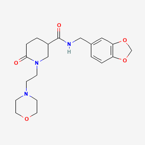molecular formula C20H27N3O5 B6072943 N-(1,3-benzodioxol-5-ylmethyl)-1-[2-(4-morpholinyl)ethyl]-6-oxo-3-piperidinecarboxamide 