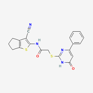 molecular formula C20H16N4O2S2 B6072948 N-(3-cyano-5,6-dihydro-4H-cyclopenta[b]thien-2-yl)-2-[(6-oxo-4-phenyl-1,6-dihydro-2-pyrimidinyl)thio]acetamide 