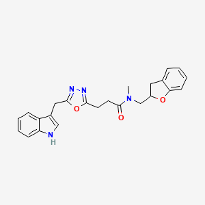 molecular formula C24H24N4O3 B6072960 N-(2,3-dihydro-1-benzofuran-2-ylmethyl)-3-[5-(1H-indol-3-ylmethyl)-1,3,4-oxadiazol-2-yl]-N-methylpropanamide 