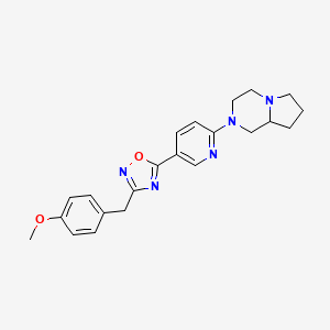 molecular formula C22H25N5O2 B6072976 2-{5-[3-(4-methoxybenzyl)-1,2,4-oxadiazol-5-yl]-2-pyridinyl}octahydropyrrolo[1,2-a]pyrazine 