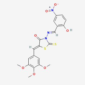 molecular formula C20H17N3O7S2 B6072986 3-[(2-hydroxy-5-nitrobenzylidene)amino]-2-thioxo-5-(3,4,5-trimethoxybenzylidene)-1,3-thiazolidin-4-one CAS No. 6627-75-4