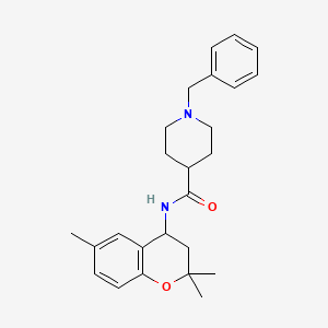 molecular formula C25H32N2O2 B6073001 1-benzyl-N-(2,2,6-trimethyl-3,4-dihydro-2H-chromen-4-yl)-4-piperidinecarboxamide 