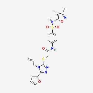 molecular formula C22H22N6O5S2 B6073016 2-{[4-allyl-5-(2-furyl)-4H-1,2,4-triazol-3-yl]thio}-N-(4-{[(3,4-dimethylisoxazol-5-yl)amino]sulfonyl}phenyl)acetamide 