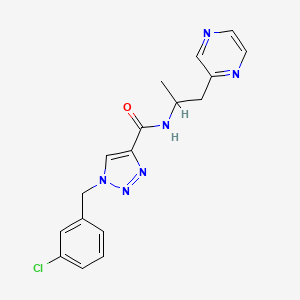 molecular formula C17H17ClN6O B6073031 1-(3-chlorobenzyl)-N-[1-methyl-2-(2-pyrazinyl)ethyl]-1H-1,2,3-triazole-4-carboxamide 