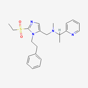 molecular formula C22H28N4O2S B6073038 N-{[2-(ethylsulfonyl)-1-(2-phenylethyl)-1H-imidazol-5-yl]methyl}-N-methyl-1-(2-pyridinyl)ethanamine 