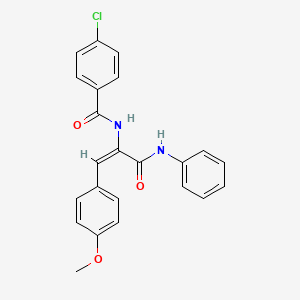 molecular formula C23H19ClN2O3 B6073052 N-[1-(anilinocarbonyl)-2-(4-methoxyphenyl)vinyl]-4-chlorobenzamide 