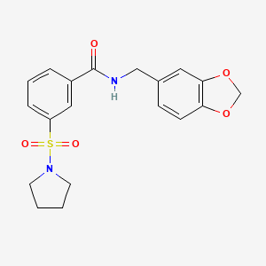 molecular formula C19H20N2O5S B6073077 N-(1,3-benzodioxol-5-ylmethyl)-3-(1-pyrrolidinylsulfonyl)benzamide 
