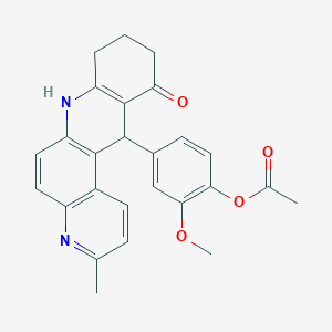 molecular formula C26H24N2O4 B6073085 2-methoxy-4-(3-methyl-11-oxo-7,8,9,10,11,12-hexahydrobenzo[b]-4,7-phenanthrolin-12-yl)phenyl acetate 
