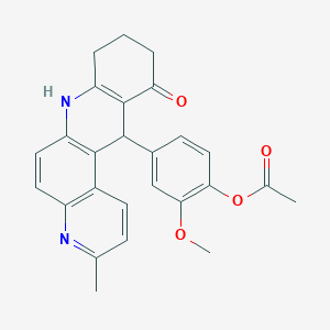 molecular formula C26H24N2O4 B6073085 2-METHOXY-4-(2-METHYL-6-OXO-5,6,7,8,9,10-HEXAHYDRO-1,10-DIAZATETRAPHEN-5-YL)PHENYL ACETATE 