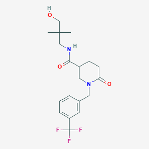 molecular formula C19H25F3N2O3 B6073102 N-(3-hydroxy-2,2-dimethylpropyl)-6-oxo-1-[3-(trifluoromethyl)benzyl]-3-piperidinecarboxamide 