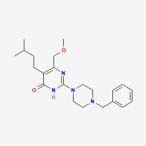 molecular formula C22H32N4O2 B6073103 2-(4-benzyl-1-piperazinyl)-6-(methoxymethyl)-5-(3-methylbutyl)-4(3H)-pyrimidinone 