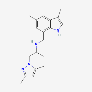 molecular formula C20H28N4 B6073116 1-(3,5-dimethyl-1H-pyrazol-1-yl)-N-[(2,3,5-trimethyl-1H-indol-7-yl)methyl]-2-propanamine 