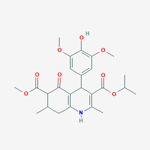 molecular formula C25H31NO8 B6073119 3-isopropyl 6-methyl 4-(4-hydroxy-3,5-dimethoxyphenyl)-2,7-dimethyl-5-oxo-1,4,5,6,7,8-hexahydro-3,6-quinolinedicarboxylate 
