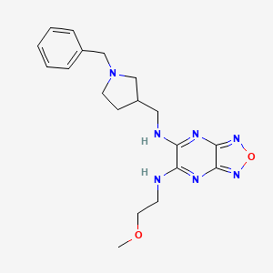 molecular formula C19H25N7O2 B6073121 N-[(1-benzyl-3-pyrrolidinyl)methyl]-N'-(2-methoxyethyl)[1,2,5]oxadiazolo[3,4-b]pyrazine-5,6-diamine 