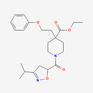 molecular formula C23H32N2O5 B6073148 ethyl 1-[(3-isopropyl-4,5-dihydro-5-isoxazolyl)carbonyl]-4-(2-phenoxyethyl)-4-piperidinecarboxylate 