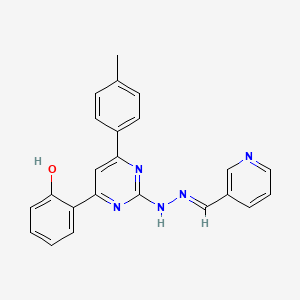 molecular formula C23H19N5O B6073155 nicotinaldehyde [4-(2-hydroxyphenyl)-6-(4-methylphenyl)-2-pyrimidinyl]hydrazone 