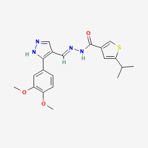 molecular formula C20H22N4O3S B6073277 N'-{[3-(3,4-dimethoxyphenyl)-1H-pyrazol-4-yl]methylene}-5-isopropyl-3-thiophenecarbohydrazide 