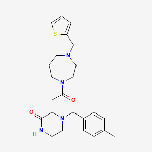 molecular formula C24H32N4O2S B6073286 4-(4-methylbenzyl)-3-{2-oxo-2-[4-(2-thienylmethyl)-1,4-diazepan-1-yl]ethyl}-2-piperazinone 