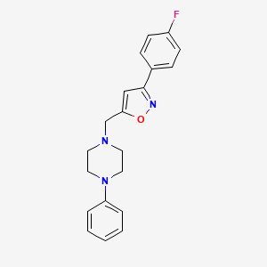 molecular formula C20H20FN3O B6073302 1-{[3-(4-fluorophenyl)-5-isoxazolyl]methyl}-4-phenylpiperazine 