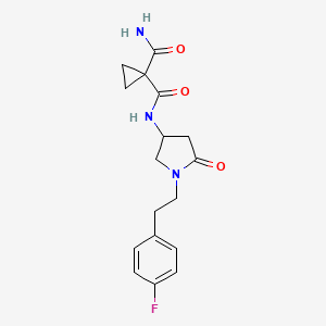 molecular formula C17H20FN3O3 B6073342 N~1~-{1-[2-(4-fluorophenyl)ethyl]-5-oxo-3-pyrrolidinyl}-1,1-cyclopropanedicarboxamide 