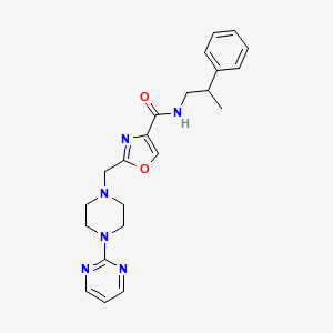molecular formula C22H26N6O2 B6073358 N-(2-phenylpropyl)-2-{[4-(2-pyrimidinyl)-1-piperazinyl]methyl}-1,3-oxazole-4-carboxamide 