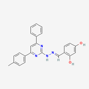 molecular formula C24H20N4O2 B6073371 2,4-dihydroxybenzaldehyde [4-(4-methylphenyl)-6-phenyl-2-pyrimidinyl]hydrazone 