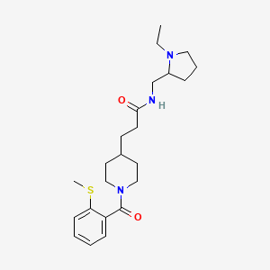 molecular formula C23H35N3O2S B6073414 N-[(1-ethyl-2-pyrrolidinyl)methyl]-3-{1-[2-(methylthio)benzoyl]-4-piperidinyl}propanamide 