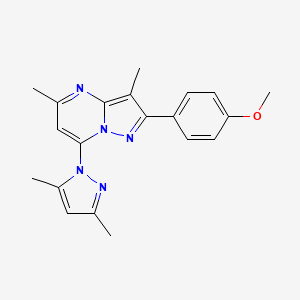 molecular formula C20H21N5O B6073441 7-(3,5-dimethyl-1H-pyrazol-1-yl)-2-(4-methoxyphenyl)-3,5-dimethylpyrazolo[1,5-a]pyrimidine 