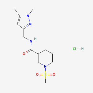 molecular formula C13H23ClN4O3S B6073470 N-[(1,5-dimethyl-1H-pyrazol-3-yl)methyl]-1-(methylsulfonyl)-3-piperidinecarboxamide hydrochloride 