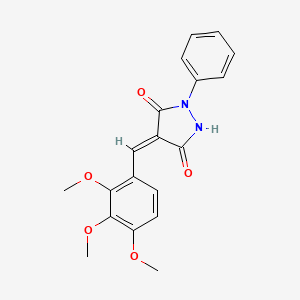 molecular formula C19H18N2O5 B6073497 1-phenyl-4-(2,3,4-trimethoxybenzylidene)-3,5-pyrazolidinedione CAS No. 5968-43-4