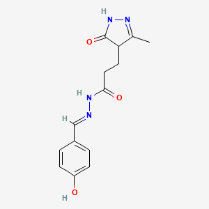 molecular formula C14H16N4O3 B6073513 N'-(4-hydroxybenzylidene)-3-(3-methyl-5-oxo-4,5-dihydro-1H-pyrazol-4-yl)propanohydrazide 