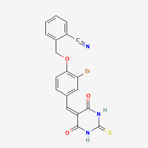 2-({2-bromo-4-[(4,6-dioxo-2-thioxotetrahydro-5(2H)-pyrimidinylidene)methyl]phenoxy}methyl)benzonitrile