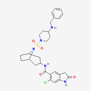 B607355 N-[8-[4-(benzylamino)piperidin-1-yl]sulfonyl-8-azabicyclo[3.2.1]octan-3-yl]-6-chloro-2-oxo-1,3-dihydroindole-5-carboxamide CAS No. 1808011-23-5