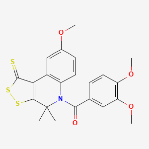 molecular formula C22H21NO4S3 B6073565 5-(3,4-dimethoxybenzoyl)-8-methoxy-4,4-dimethyl-4,5-dihydro-1H-[1,2]dithiolo[3,4-c]quinoline-1-thione 