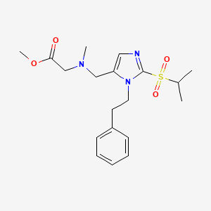 molecular formula C19H27N3O4S B6073577 methyl N-{[2-(isopropylsulfonyl)-1-(2-phenylethyl)-1H-imidazol-5-yl]methyl}-N-methylglycinate 