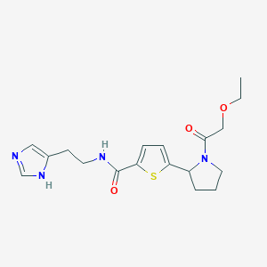molecular formula C18H24N4O3S B6073594 5-[1-(ethoxyacetyl)-2-pyrrolidinyl]-N-[2-(1H-imidazol-4-yl)ethyl]-2-thiophenecarboxamide 