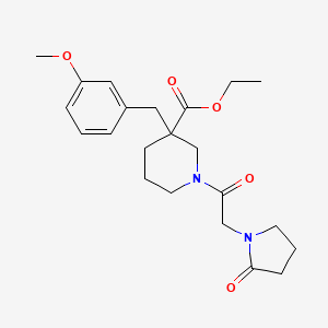 molecular formula C22H30N2O5 B6073602 ethyl 3-(3-methoxybenzyl)-1-[(2-oxo-1-pyrrolidinyl)acetyl]-3-piperidinecarboxylate 