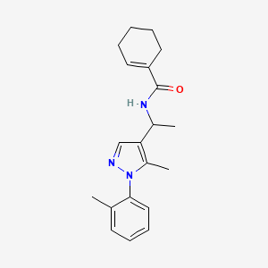 molecular formula C20H25N3O B6073645 N-{1-[5-methyl-1-(2-methylphenyl)-1H-pyrazol-4-yl]ethyl}-1-cyclohexene-1-carboxamide 