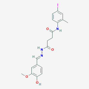 molecular formula C19H20IN3O4 B6073767 4-[2-(4-hydroxy-3-methoxybenzylidene)hydrazino]-N-(4-iodo-2-methylphenyl)-4-oxobutanamide 