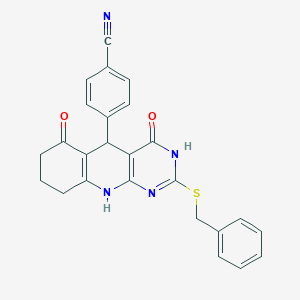 4-[2-(benzylthio)-4,6-dioxo-3,4,5,6,7,8,9,10-octahydropyrimido[4,5-b]quinolin-5-yl]benzonitrile