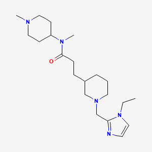 molecular formula C21H37N5O B6073897 3-{1-[(1-ethyl-1H-imidazol-2-yl)methyl]-3-piperidinyl}-N-methyl-N-(1-methyl-4-piperidinyl)propanamide 