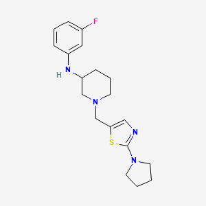 molecular formula C19H25FN4S B6073917 N-(3-fluorophenyl)-1-{[2-(1-pyrrolidinyl)-1,3-thiazol-5-yl]methyl}-3-piperidinamine 