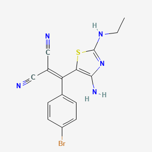 molecular formula C15H12BrN5S B6073923 [[4-amino-2-(ethylamino)-1,3-thiazol-5-yl](4-bromophenyl)methylene]malononitrile 