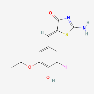 molecular formula C12H11IN2O3S B6073930 5-(3-ethoxy-4-hydroxy-5-iodobenzylidene)-2-imino-1,3-thiazolidin-4-one 