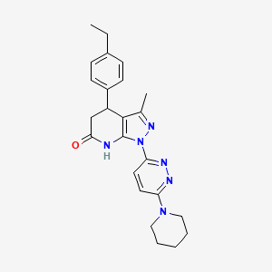 molecular formula C24H28N6O B6073934 4-(4-ethylphenyl)-3-methyl-1-[6-(1-piperidinyl)-3-pyridazinyl]-1,4,5,7-tetrahydro-6H-pyrazolo[3,4-b]pyridin-6-one 