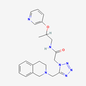 molecular formula C21H25N7O2 B6073942 2-[5-(3,4-dihydro-2(1H)-isoquinolinylmethyl)-1H-tetrazol-1-yl]-N-[2-(3-pyridinyloxy)propyl]acetamide 